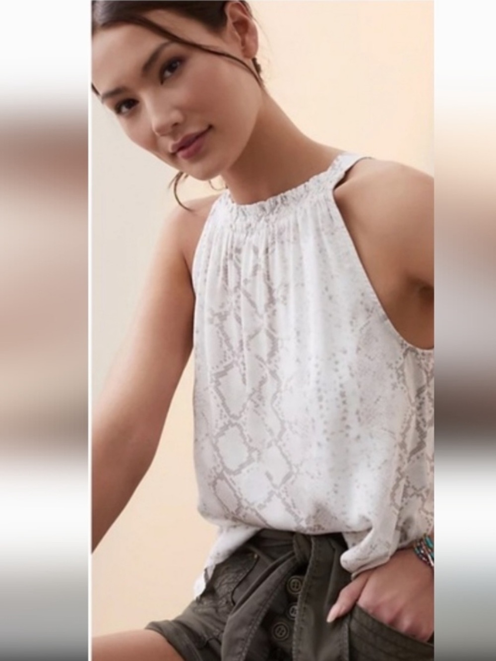 Anthropolgie Cloth and Stone Snakeskin Print Sleeveless Blouse